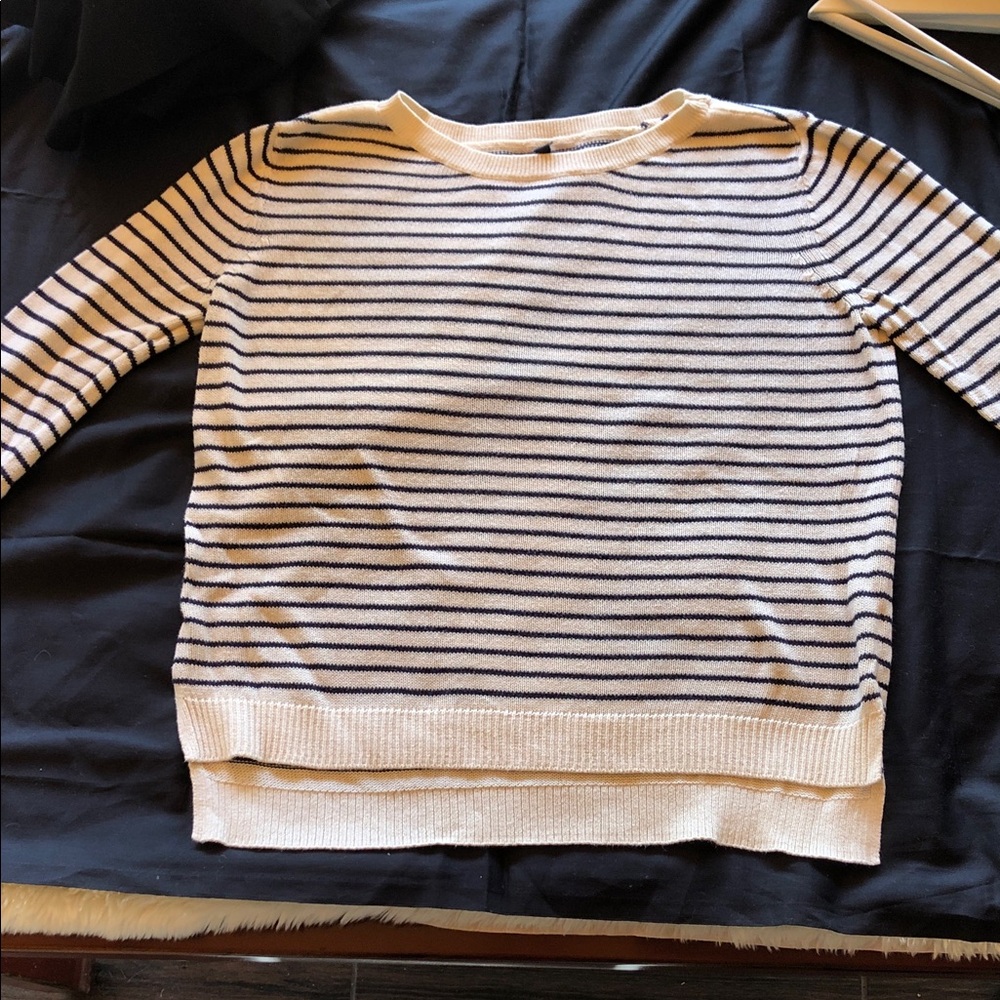 American Eagle Outfitters Navy and Cream Striped Sweater